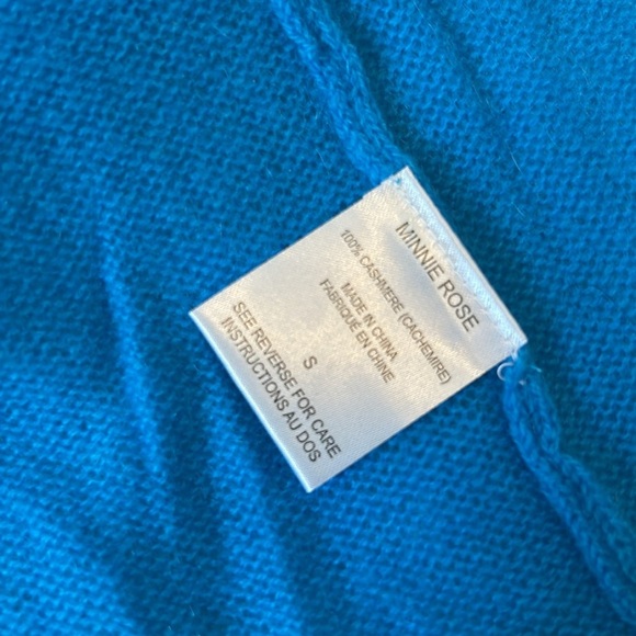 Minnie Rose Cashmere Open Front Cardigan Turquoise Blue - Picture 6 of 6